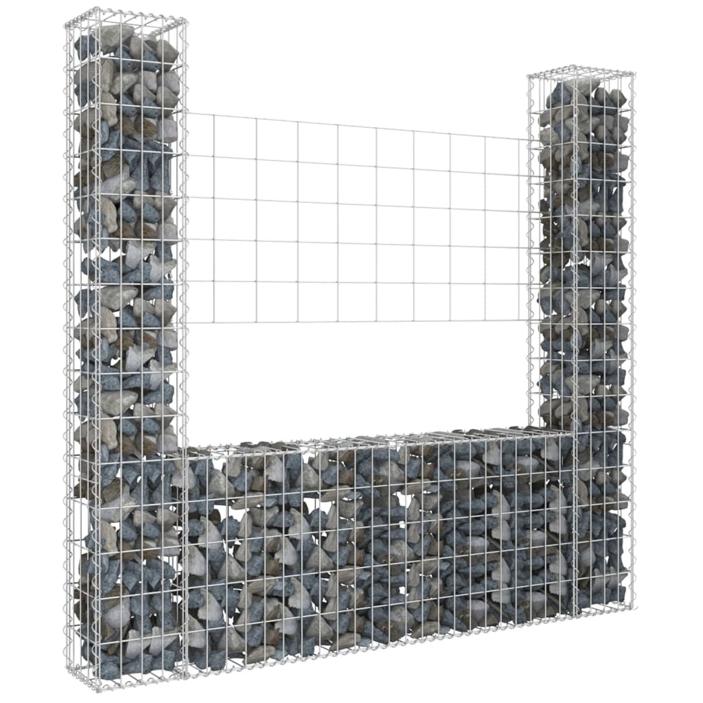 vidaXL Železný gabiónový kôš v tvare U s 2 stĺpmi 140x20x150 cm