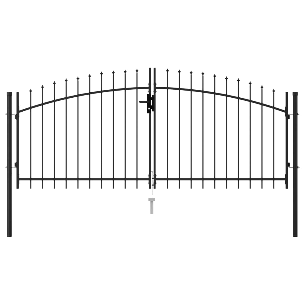vidaXL Dvojkrídlová plotová brána s hrotmi, oceľ 3x1,25 m, čierna