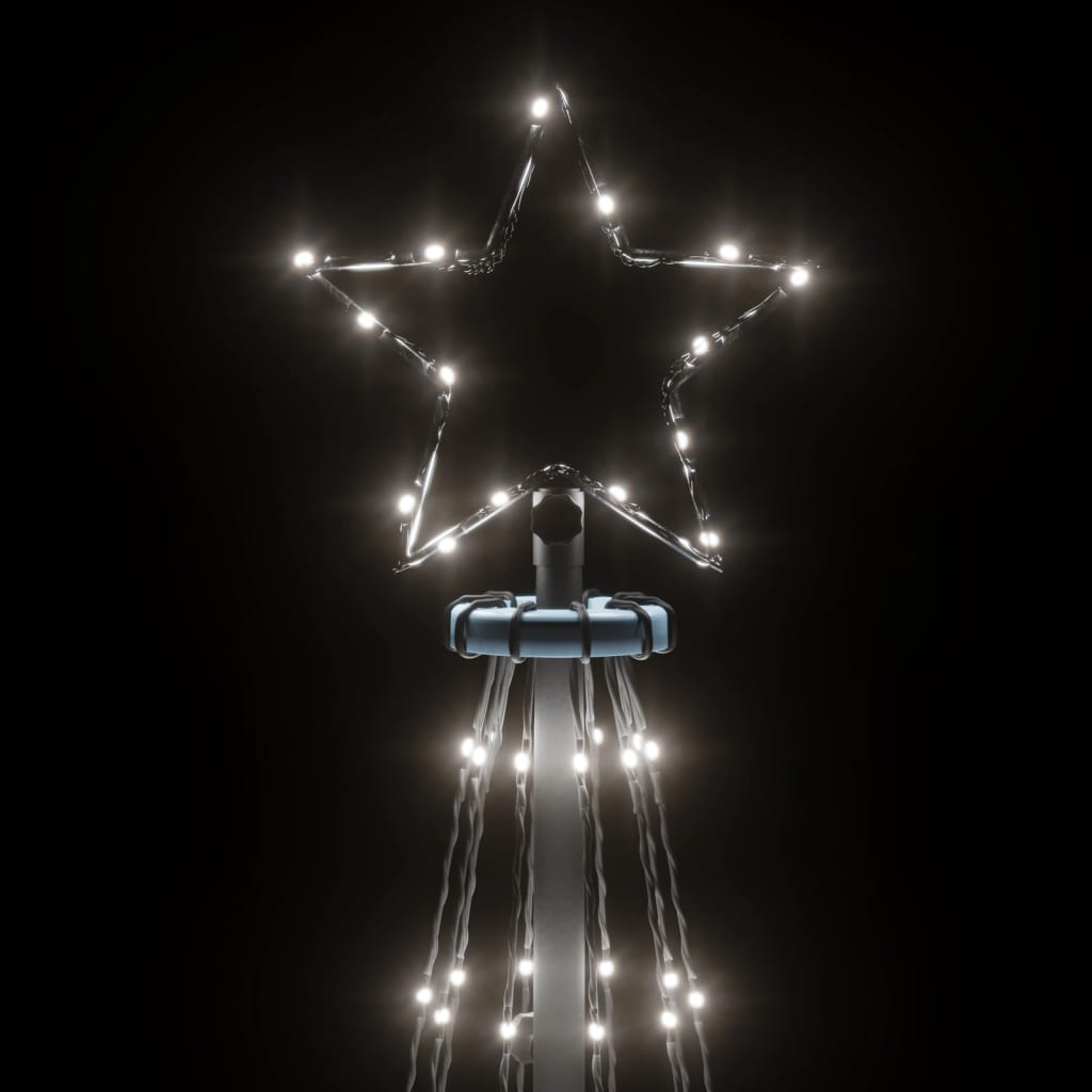 vidaXL Vianočný stromček s hrotom 108 studených bielych LED 180 cm