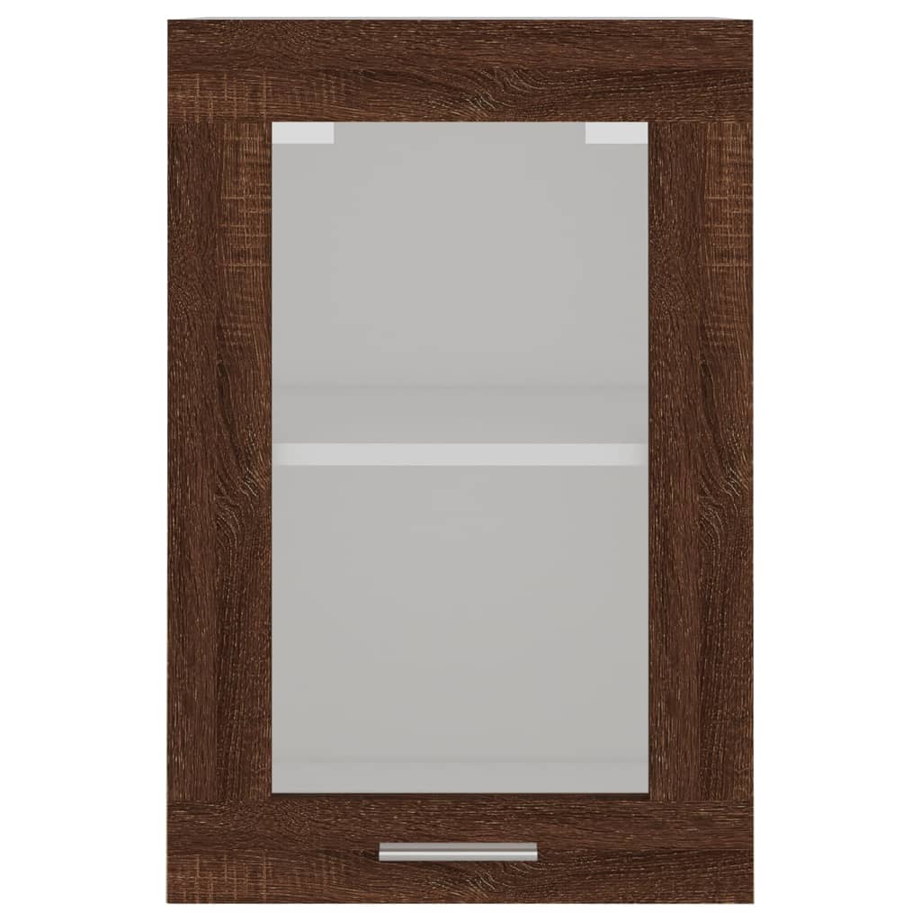 vidaXL Závesná sklenená skrinka hnedý dub 40x31x60 cm spracované drevo