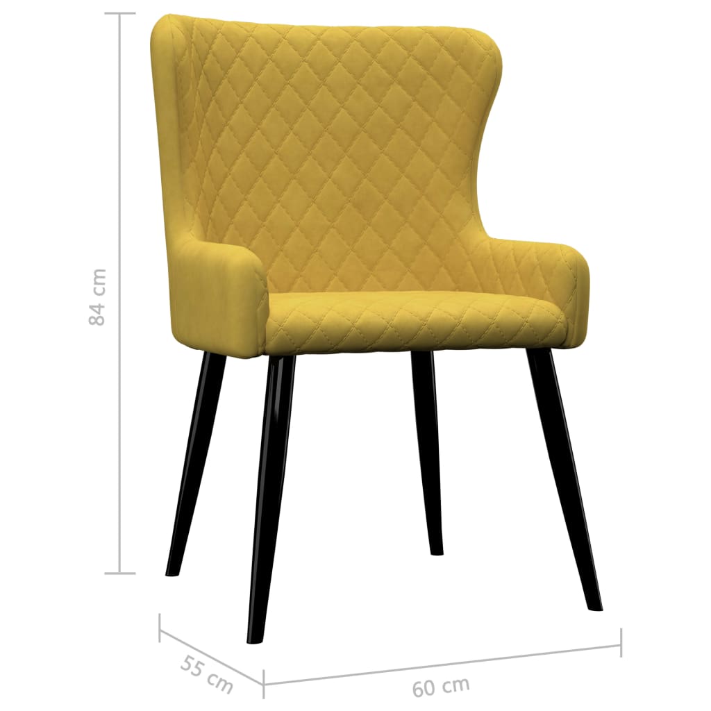 vidaXL Jedálenské stoličky 2 ks žlté zamatové