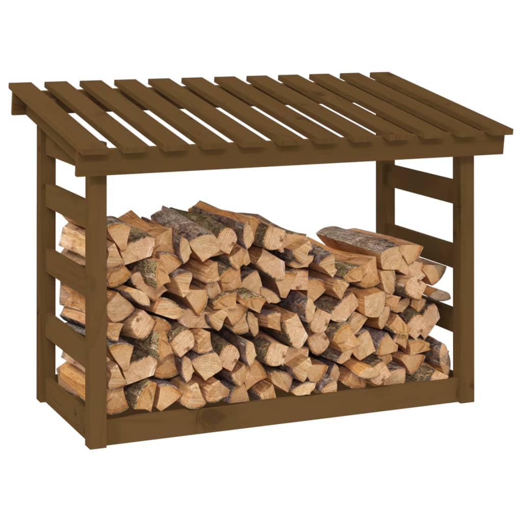 vidaXL Stojan na palivové drevo medový 108x64,5x78 cm masívna borovica