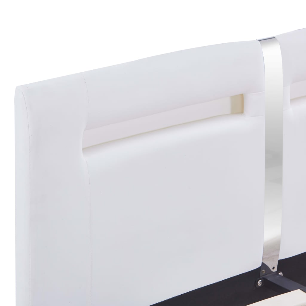 vidaXL Posteľný rám s LED, biely, umelá koža 120x200 cm