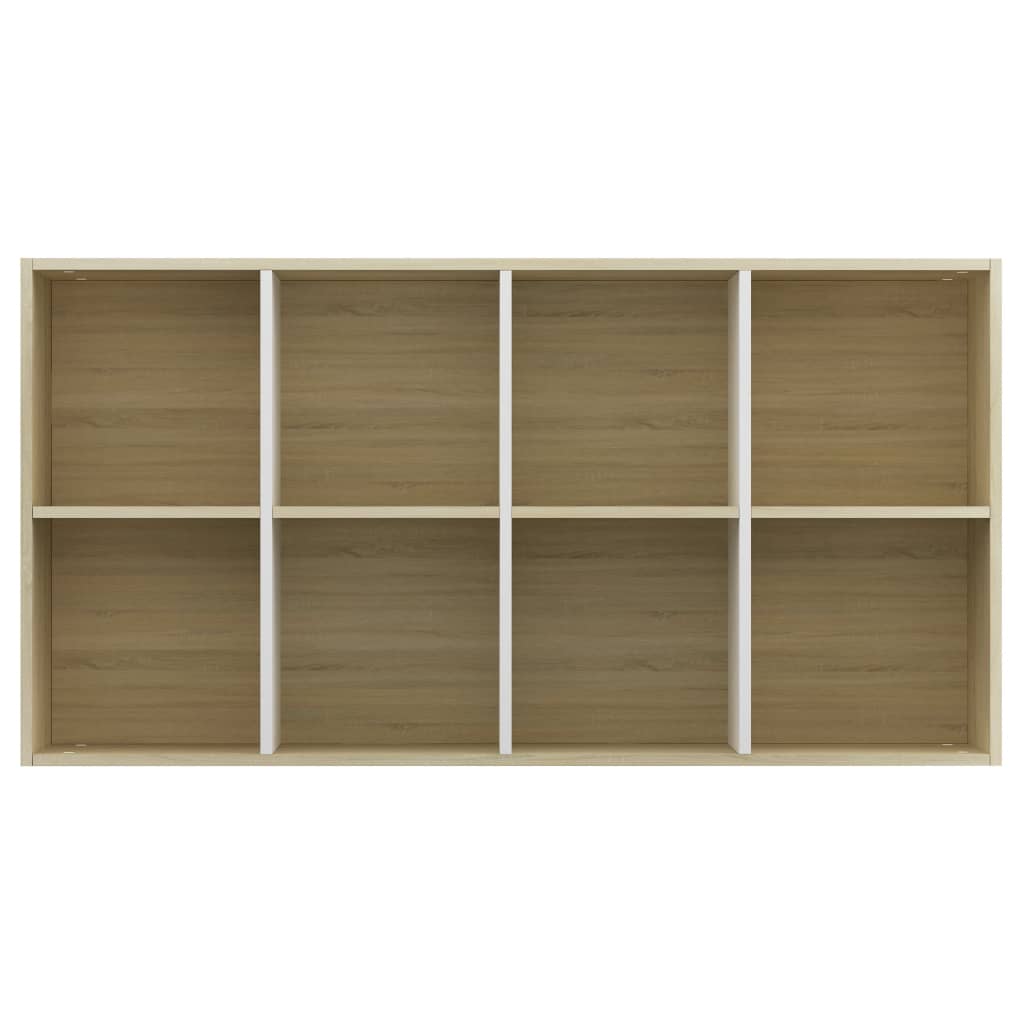 vidaXL Knižnica/komoda, biela a sonoma 66x30x130 cm, kompozitné drevo