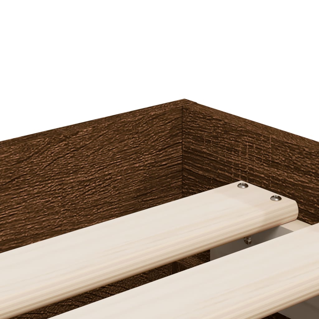 vidaXL Posteľný rám so zásuvkami hnedý dub 75x190 cm kompozitné drevo