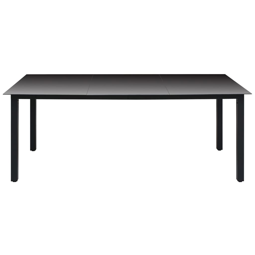 vidaXL Záhradný stôl, čierny 190x90x74 cm, hliník a sklo