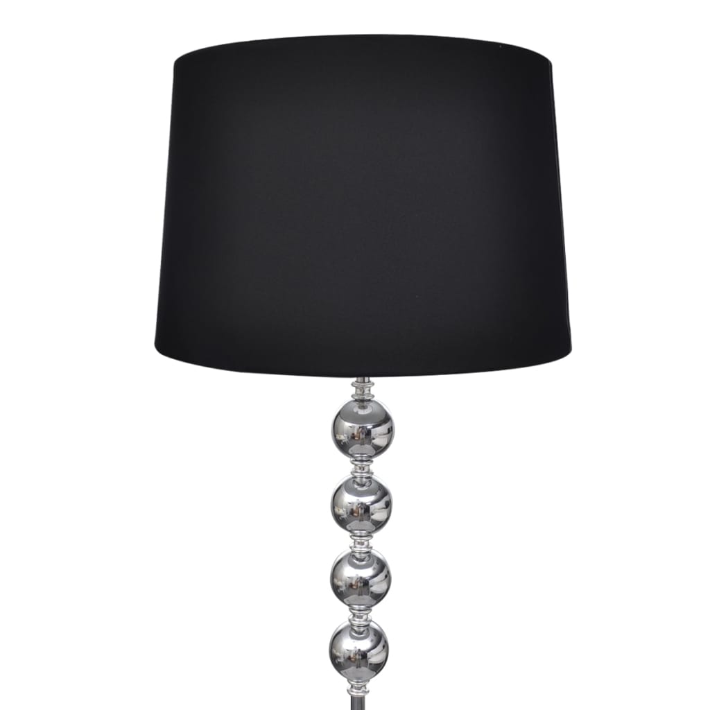 Stojaca lampa s vysokým stojanom so 4 ozdobnými guličkami, čierna