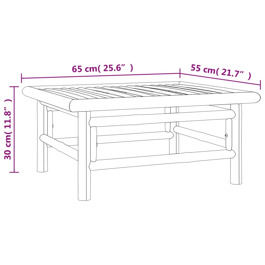 vidaXL Záhradný stôl 65x55x30 cm bambus