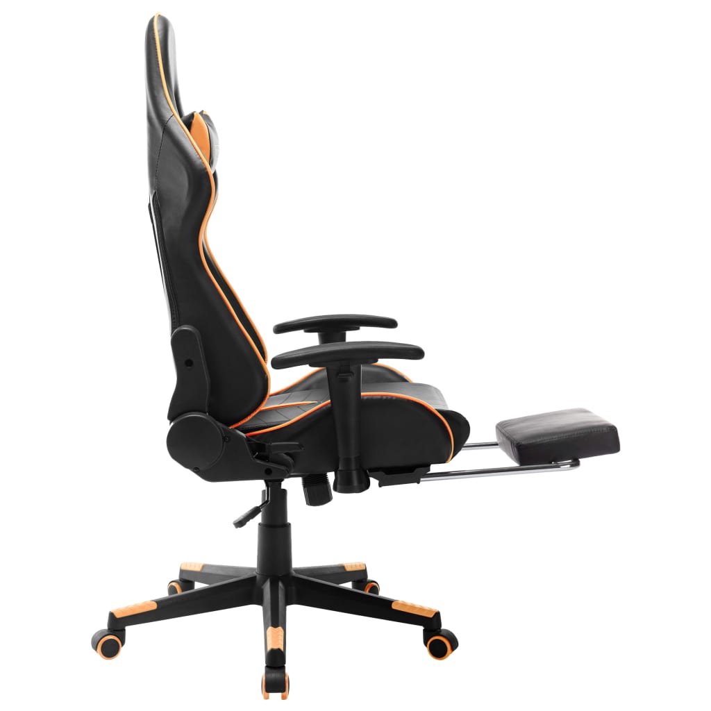 vidaXL Herná stolička s opierkou na nohy čierno-oranžová umelá koža