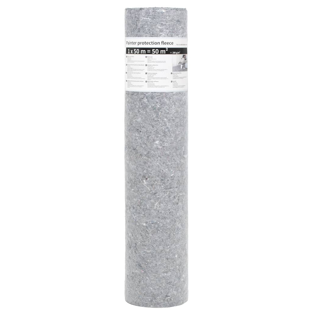 vidaXL Ochranný koberec, fleece, 2 ks, 50 m, 280 g/m², sivý