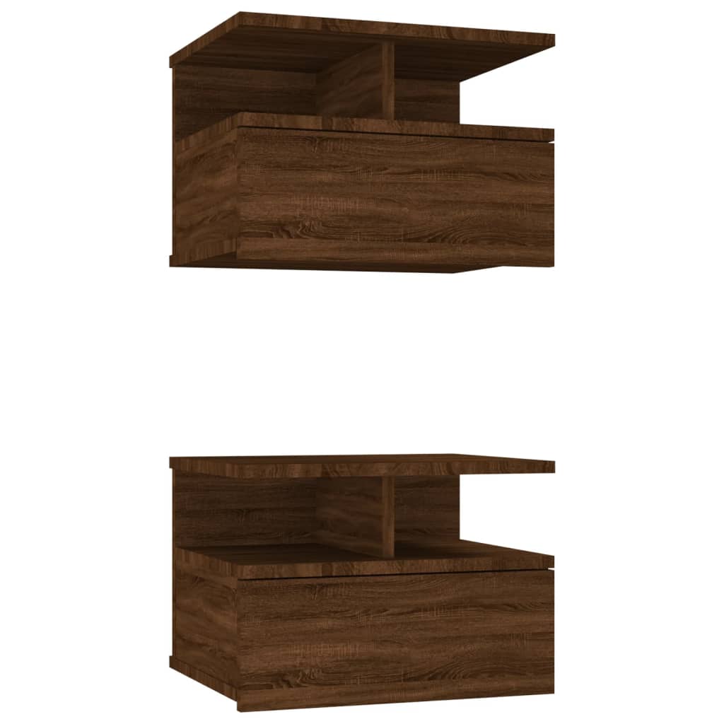 vidaXL Nástenné nočné stolíky 2 ks hnedý dub 40x31x27 cm sprac. drevo