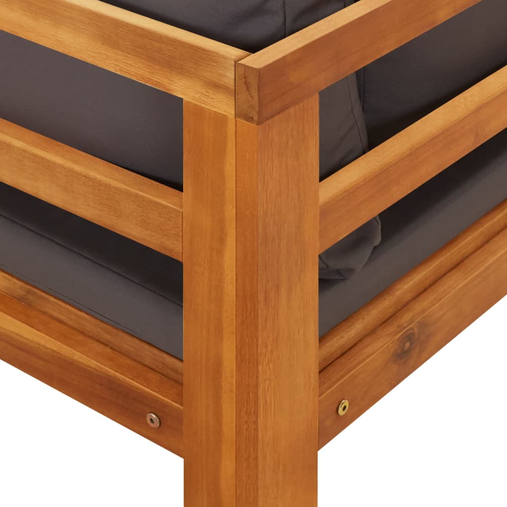 vidaXL 3-dielna záhradná sedacia súprava s tmavosivými podložkami akáciové drevo