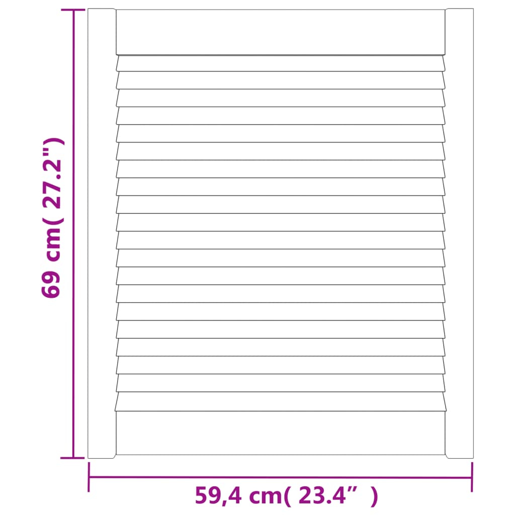 vidaXL Lamelové dvierka na skrinku 2 ks 69x59,4 cm, borovicový masív