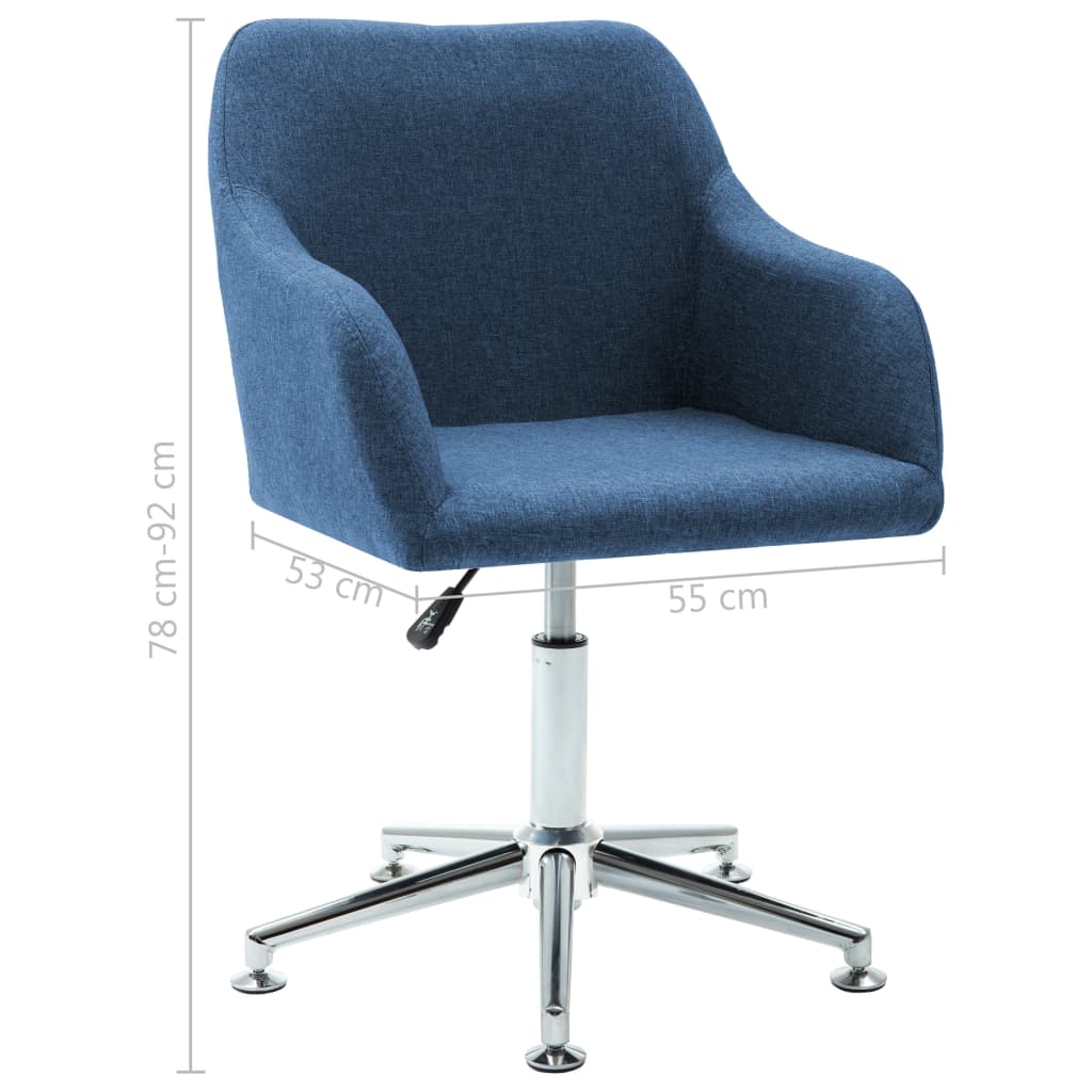 vidaXL Otočné jedálenské stoličky 6 ks modrá látka