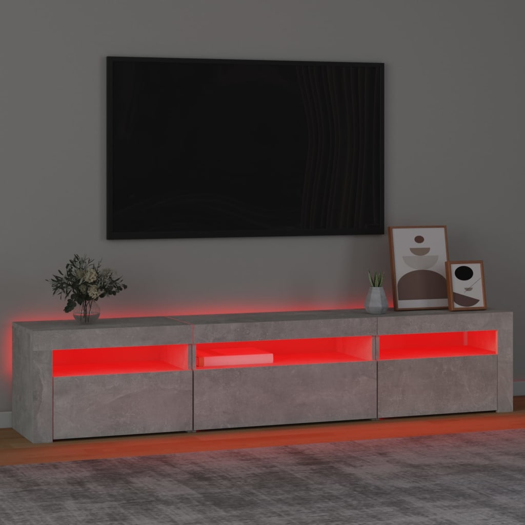 vidaXL TV skrinka s LED svetlami betónová sivá 195x35x40 cm