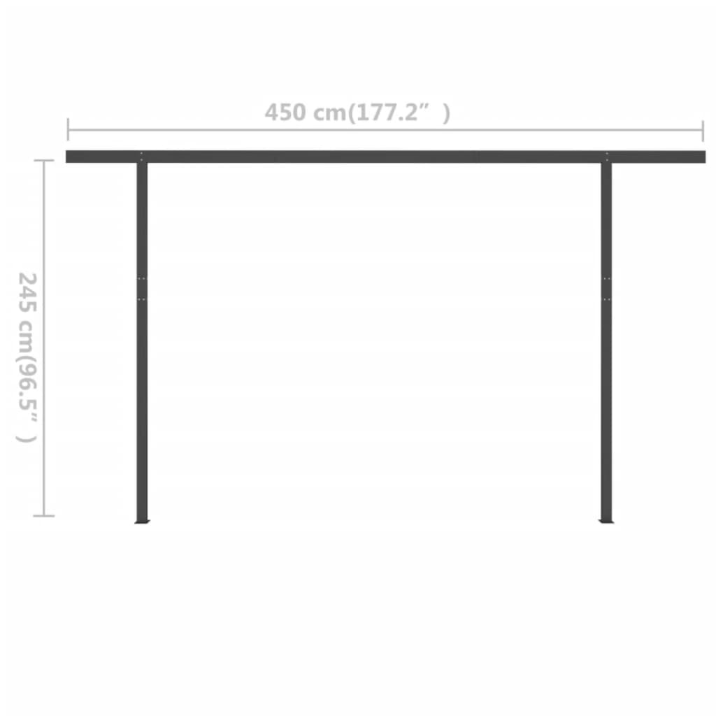 vidaXL Ručne zaťahovacia markíza so stĺpikmi 4x3 m krémová