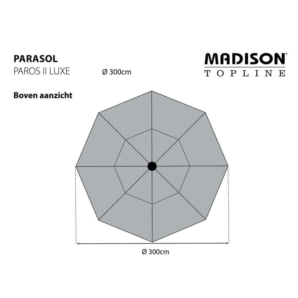 Madison Slnečník Paros II Luxe 300 cm sivý