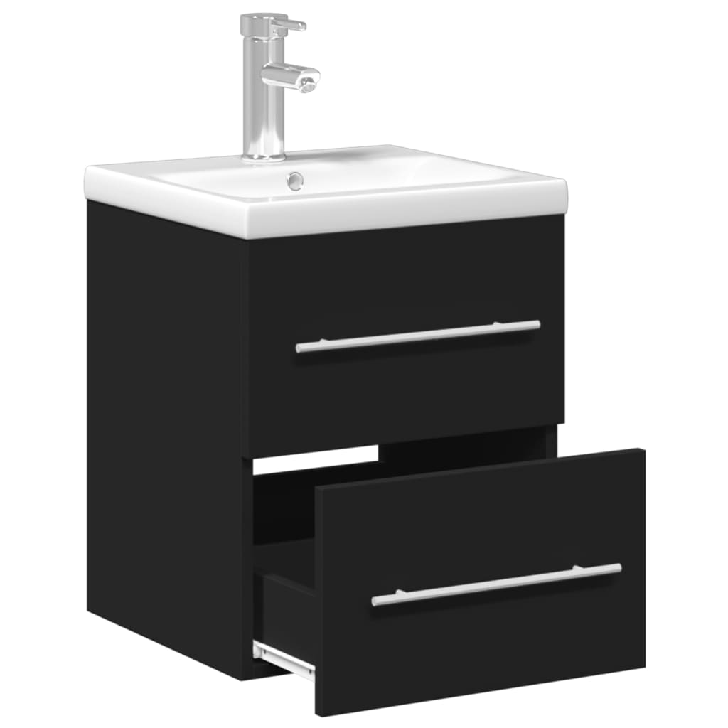 vidaXL Kúpeľňová umývadlová skrinka so zabudovaným umývadlom čierna