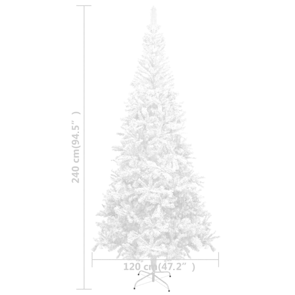 vidaXL Osvetlený umelý vianočný stromček L 240 cm, biely