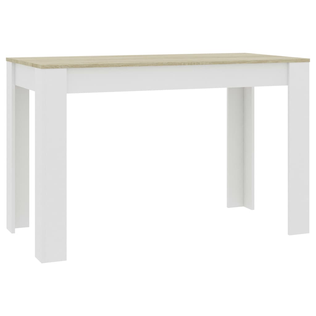vidaXL Jedálenský stôl biely a farba dub sonoma 120x60x76 cm drevotrieska