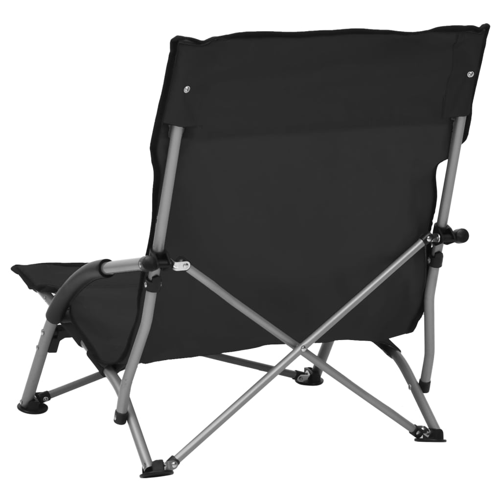 vidaXL Skladacie plážové stoličky 2 ks čierne látka