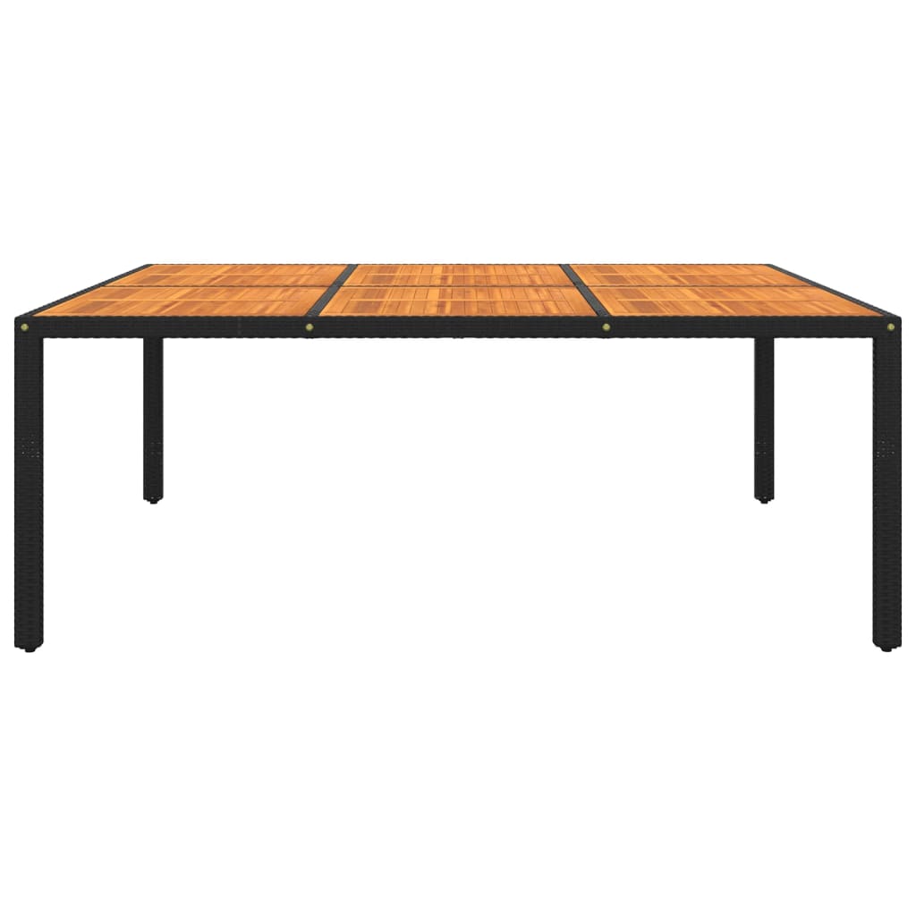 vidaXL Záhradný stôl 200x150x75 cm akáciové drevo a polyratan čierny