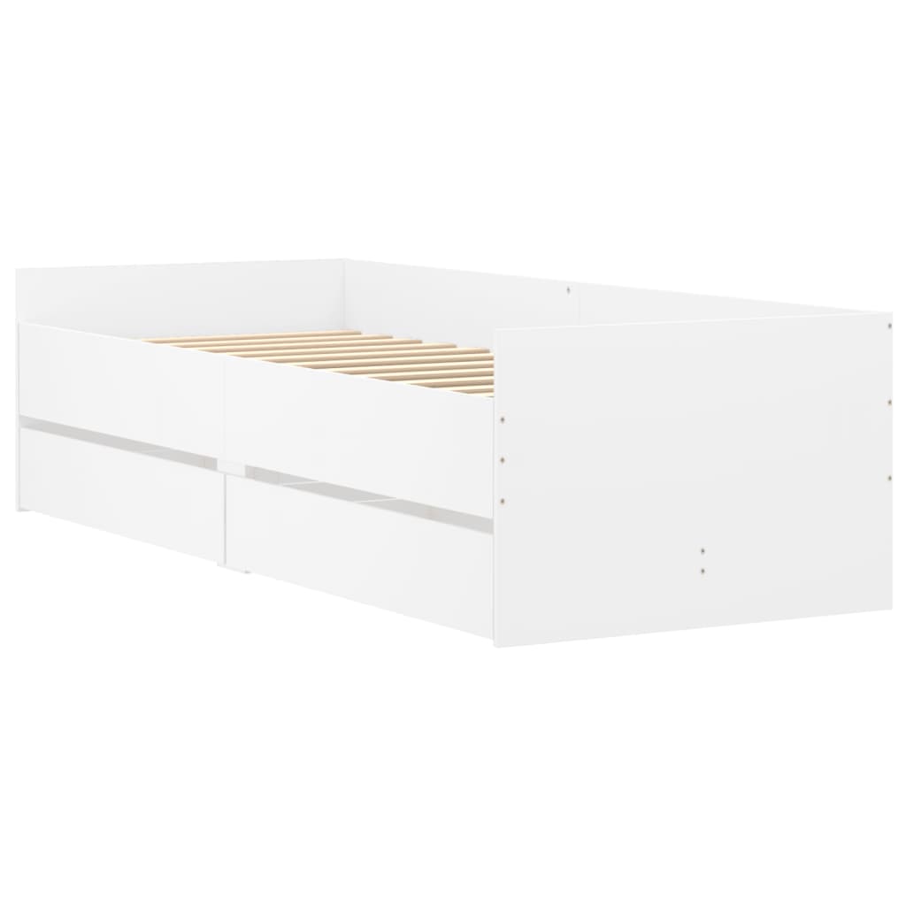vidaXL Rám postele so zásuvkami biely 75x190 cm malé jednolôžko