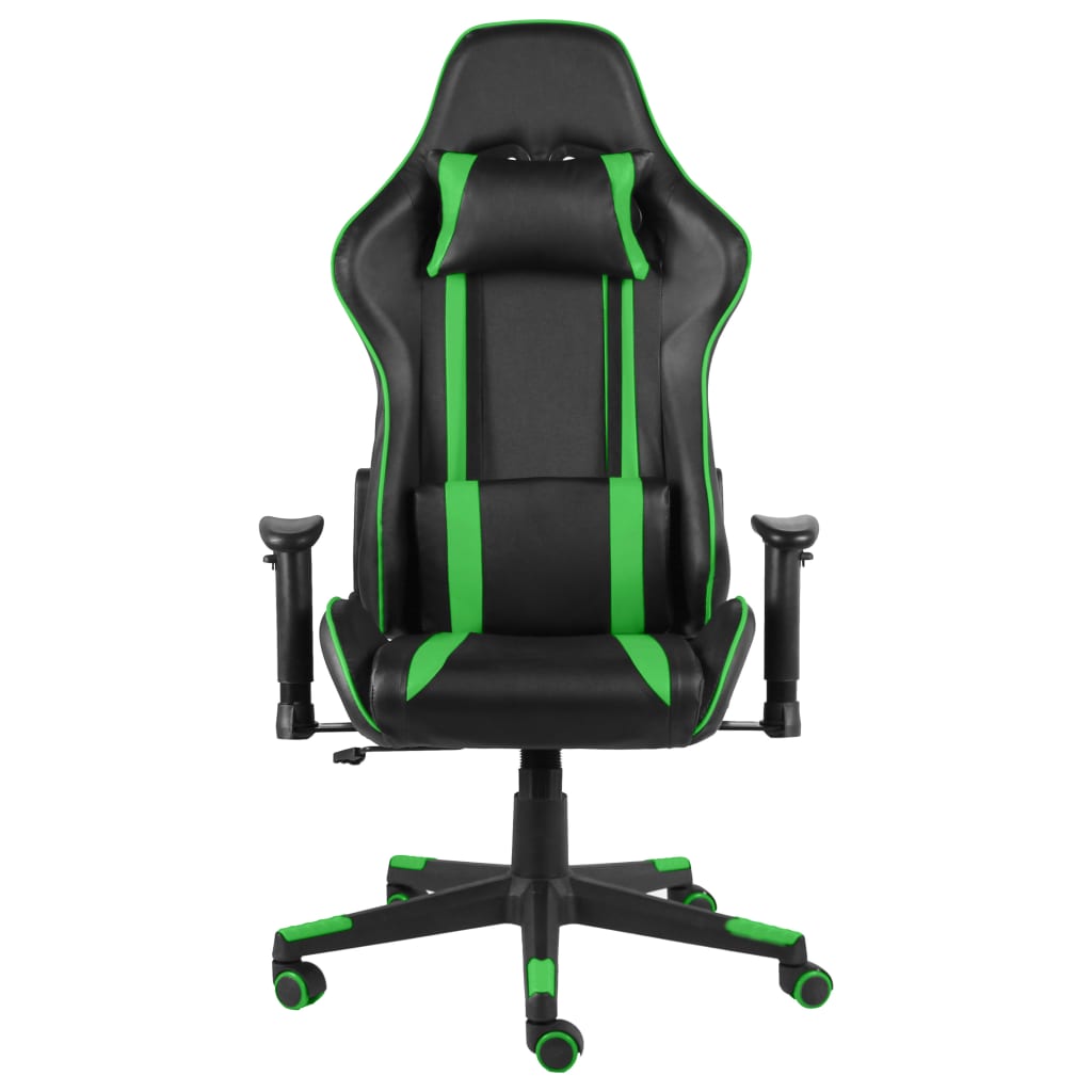 vidaXL Otočná herná stolička zelená PVC