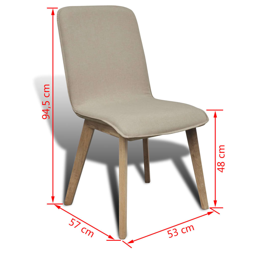 vidaXL Jedálenské stoličky 2 ks, béžové, látka a dubový masív