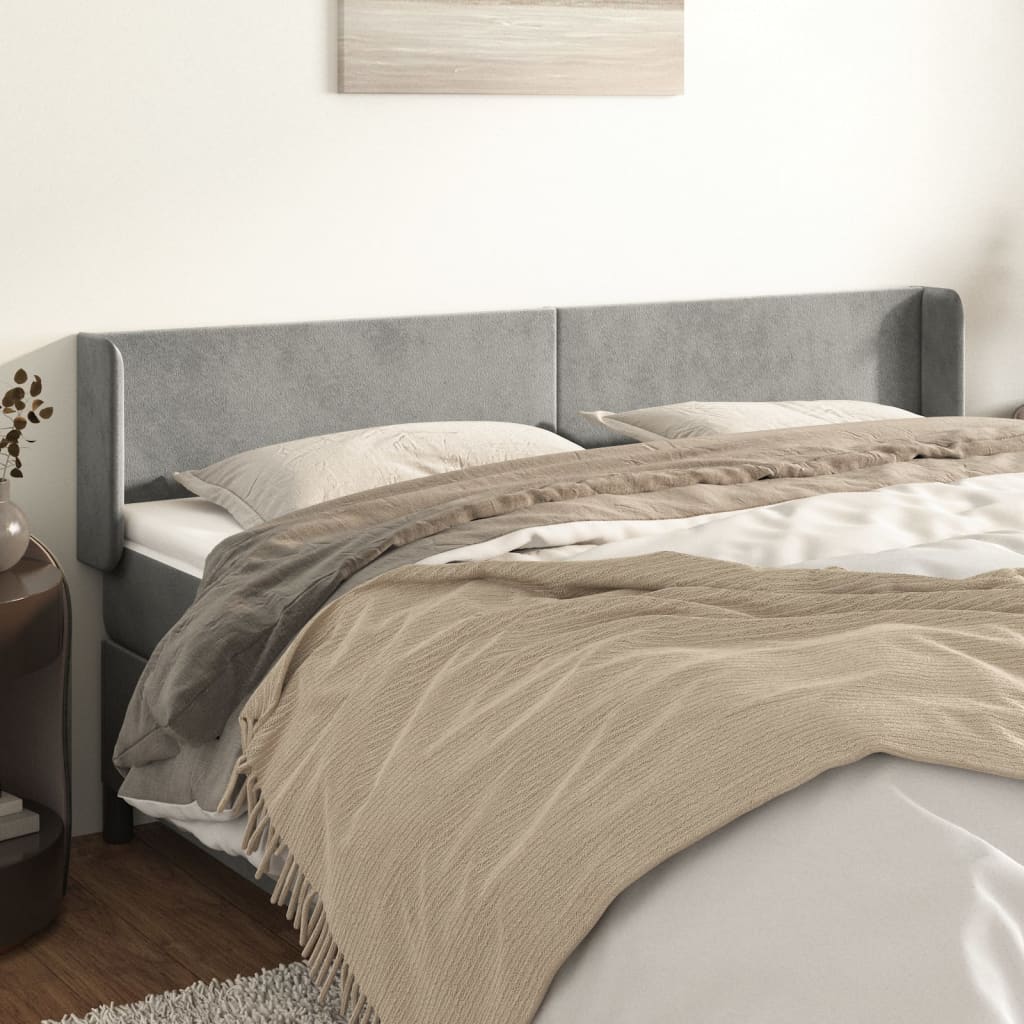vidaXL Čelo postele so záhybmi bledosivé 183x16x78/88 cm zamat