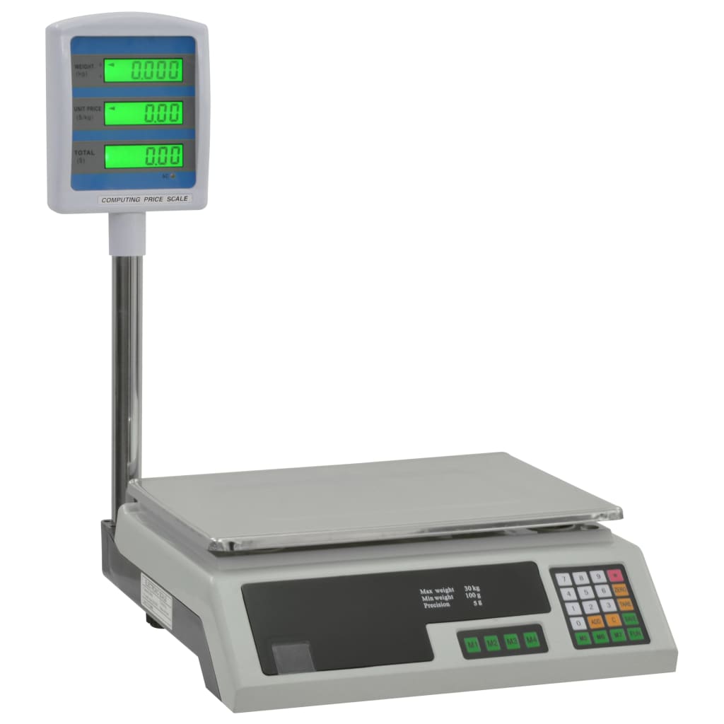vidaXL Elektronická váha na balíky s LCD 30 kg