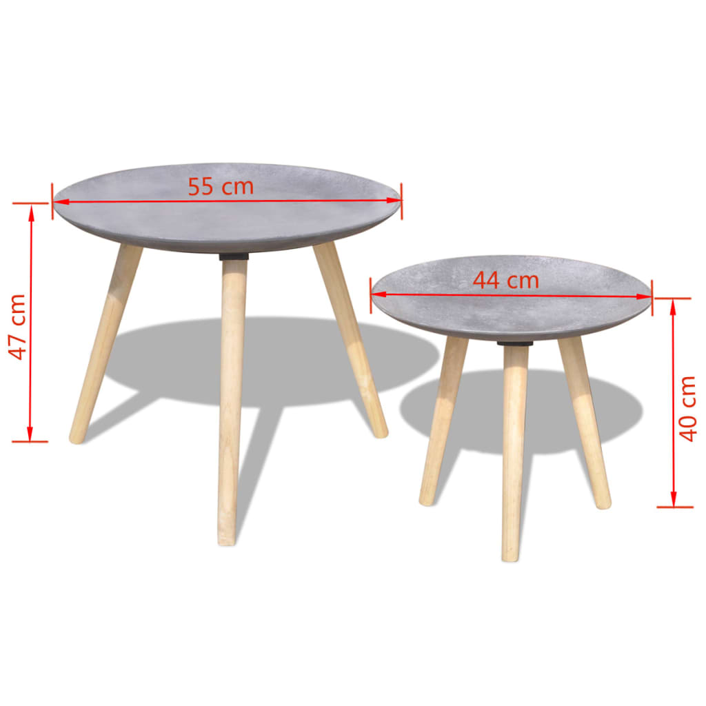 vidaXL Príručný/konferenčný stolík, dvojdielna súprava, 55 cm a 44 cm, šedá, betónový vzhľad