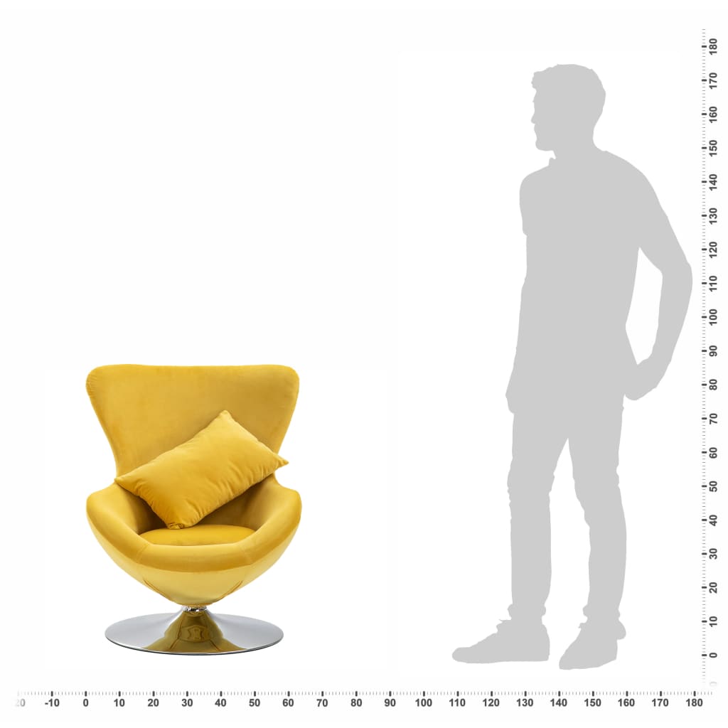 vidaXL Otočná stolička v tvare vajca s vankúšom žltá zamatová