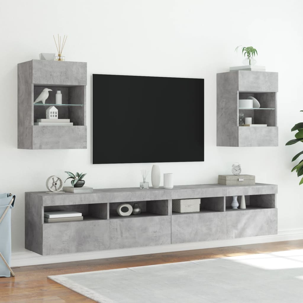vidaXL TV nástenná skrinka s LED svetlami betónovo sivá 40x30x60,5 cm