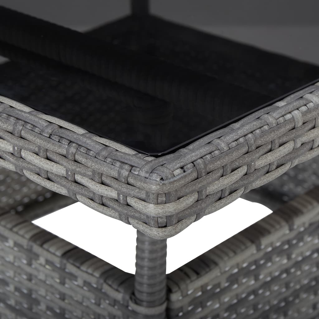 vidaXL 5-dielna vonkajšia jedálenská súprava sivá polyratan a sklo