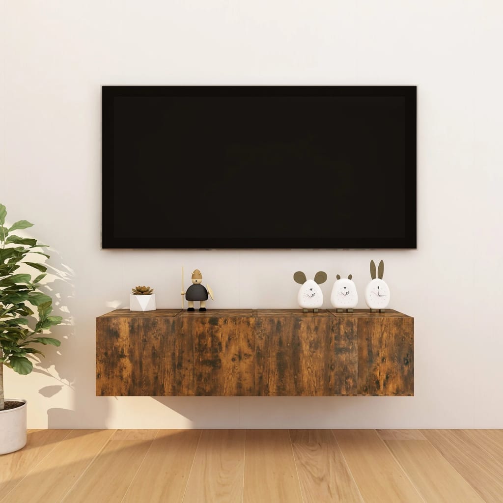 vidaXL Nástenné TV skrinky 4 ks dymový dub 30,5x30x30 cm
