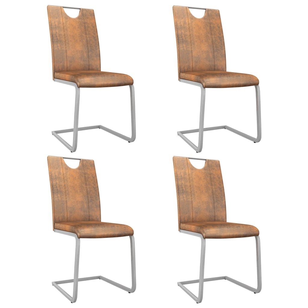vidaXL Jedálenské stoličky 4 ks semišovo hnedé umelá koža