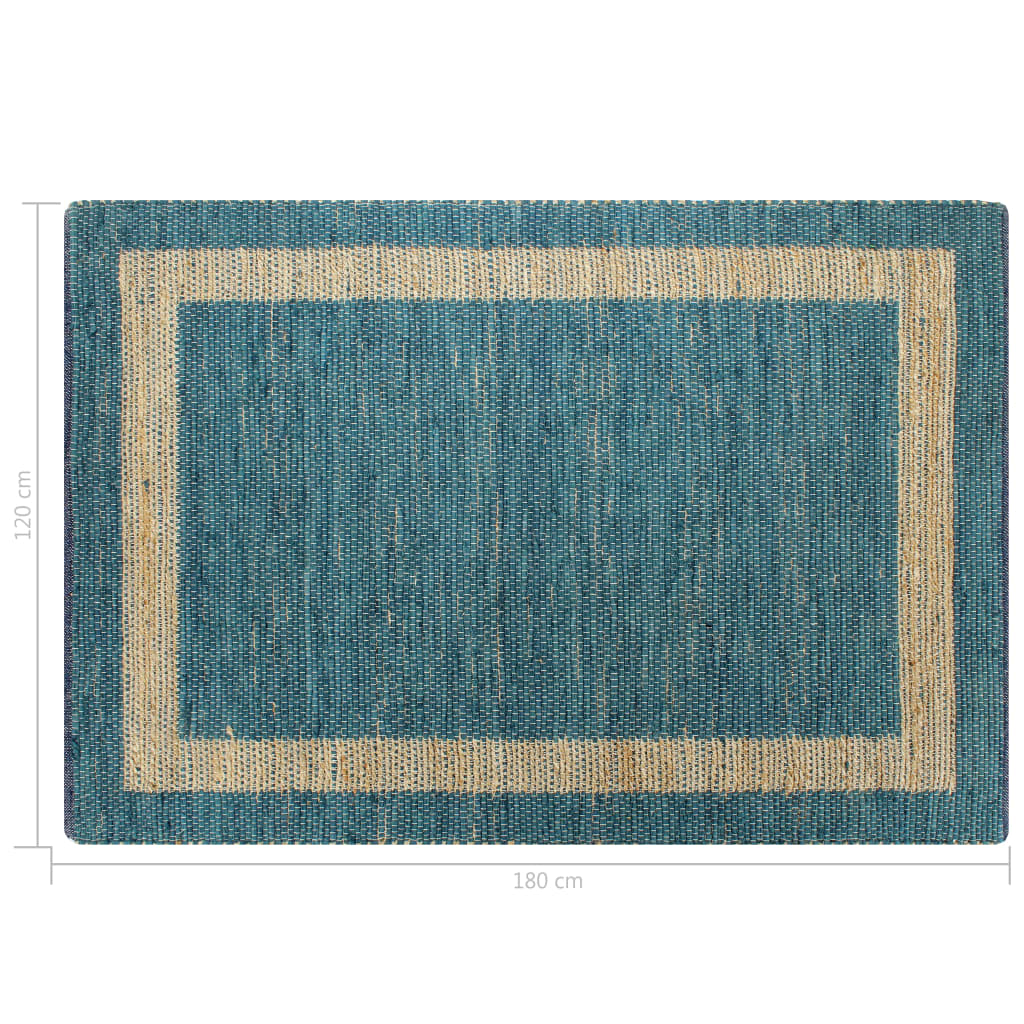 vidaXL Ručne vyrobený jutový koberec modrý 120x180 cm