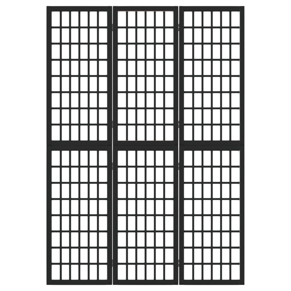 vidaXL Skladací paraván s 3 panelmi japonský štýl 120x170 cm čierny