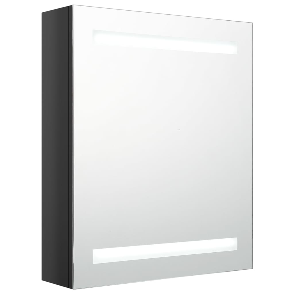 vidaXL Kúpeľňová skrinka s LED a zrkadlom, lesklá čierna 50x14x60 cm