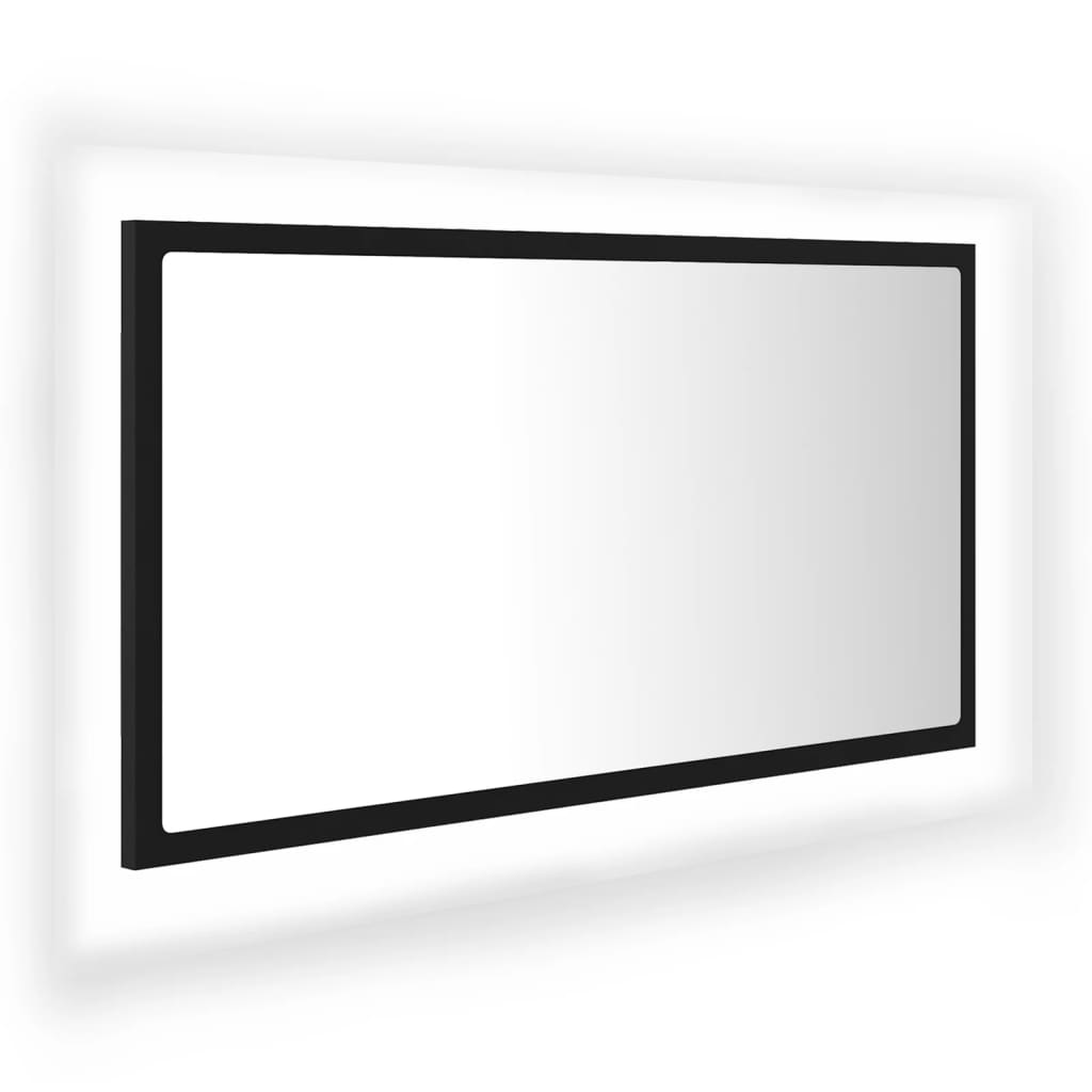 vidaXL Kúpeľňové LED zrkadlo čierne 80x8,5x37 cm akryl