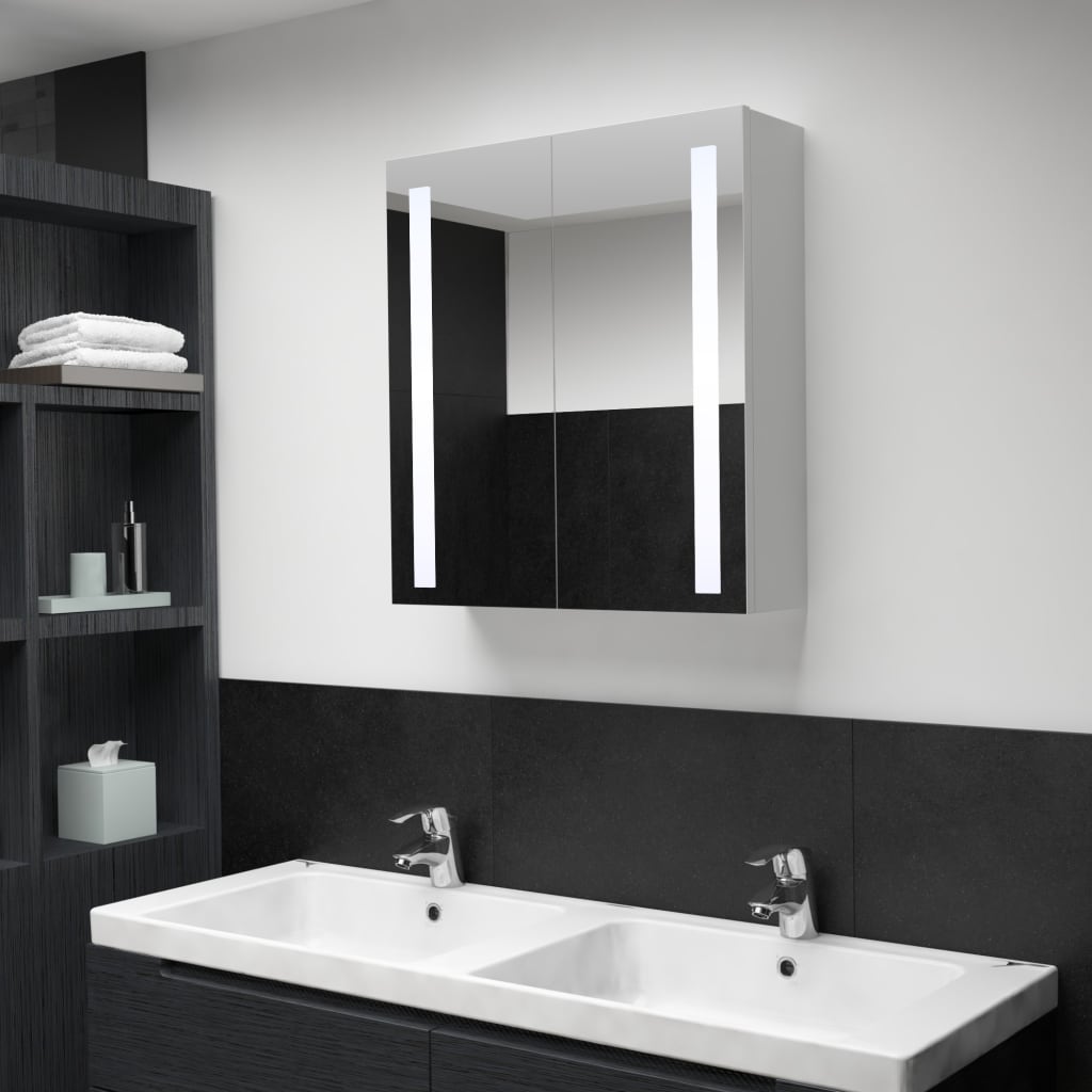 vidaXL Kúpeľňová skrinka s LED a zrkadlom 60x14x62 cm