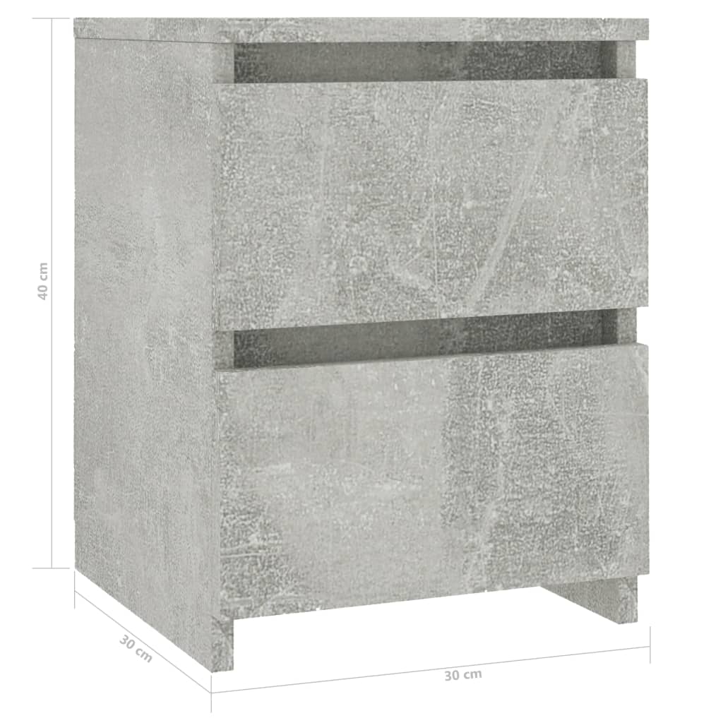 vidaXL Nočný stolík betónovo-sivý 30x30x40 cm drevotrieska