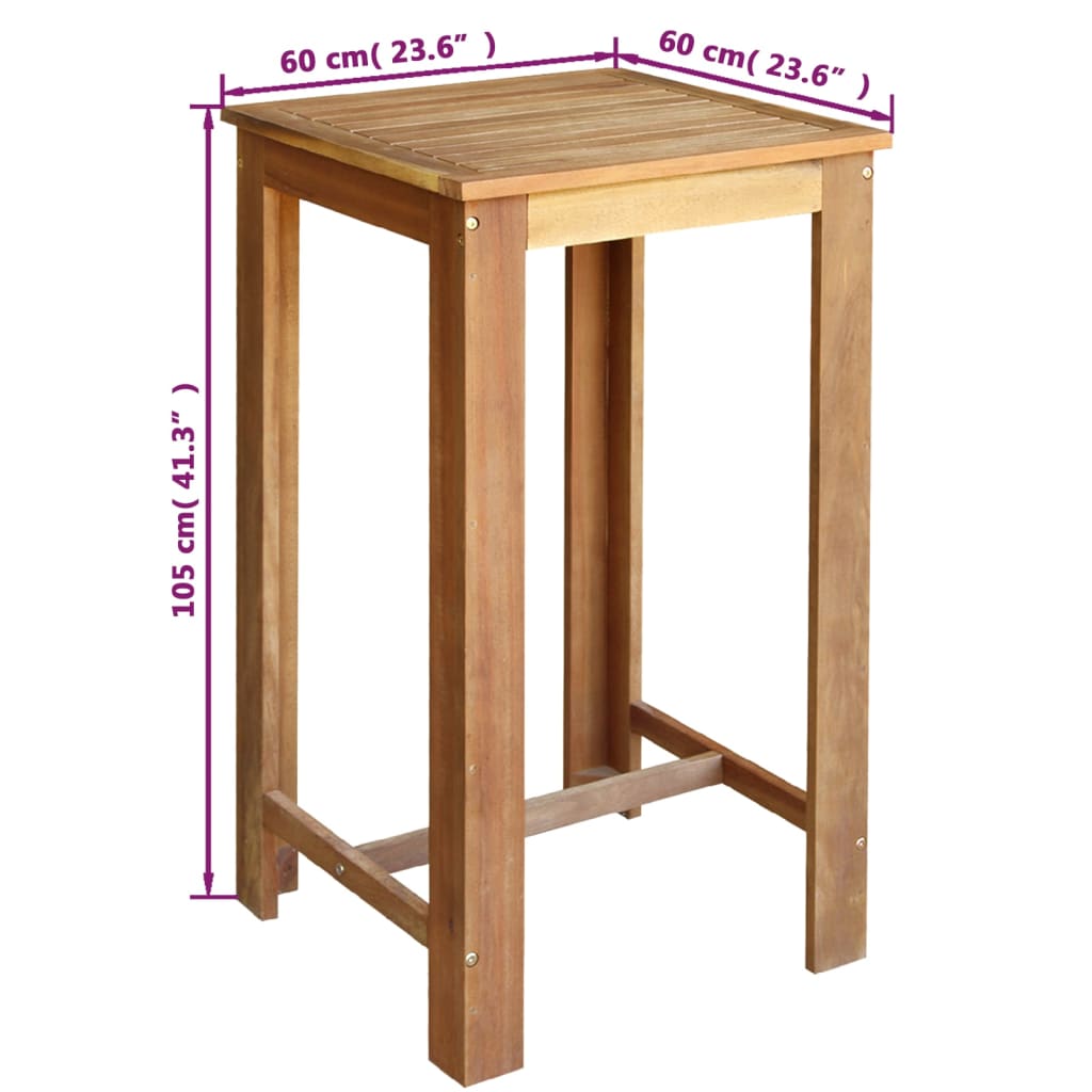 vidaXL Barový stolík, akáciový masív 60x60x105 cm