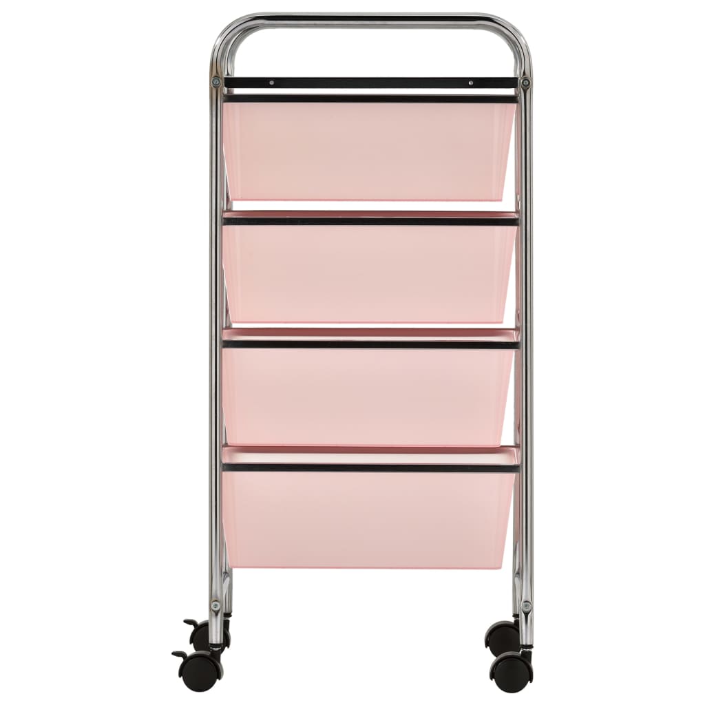 vidaXL Mobilný úložný vozík so 4 zásuvkami ružový plastový