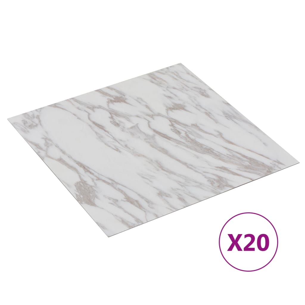 vidaXL Samolepiace podlahové dosky 20 ks PVC 1,86 m² biely mramor