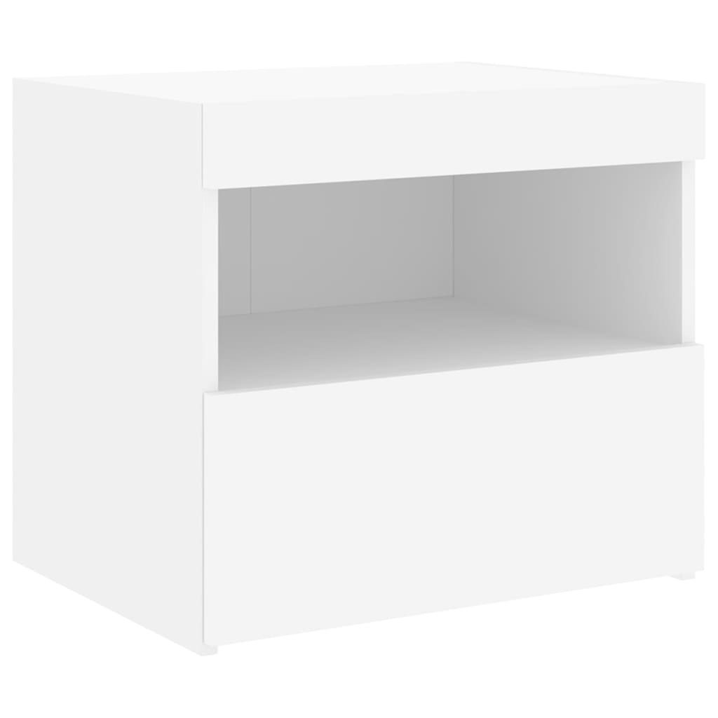vidaXL Nočný stolík s LED svetlami biely 50x40x45 cm