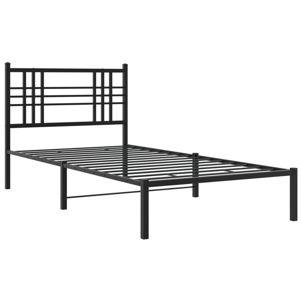 vidaXL Kovový rám postele s čelom čierny 107x203 cm