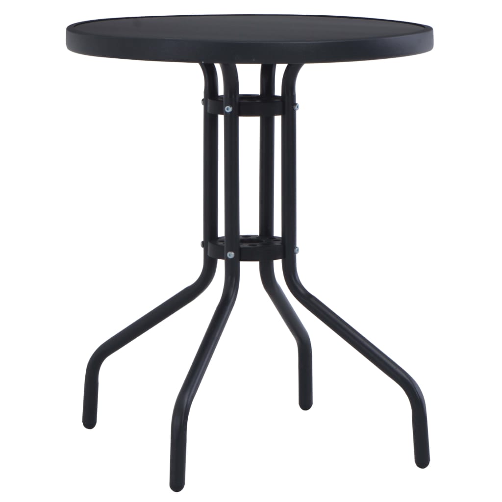 vidaXL Záhradný stôl čierny 60 cm oceľ a sklo