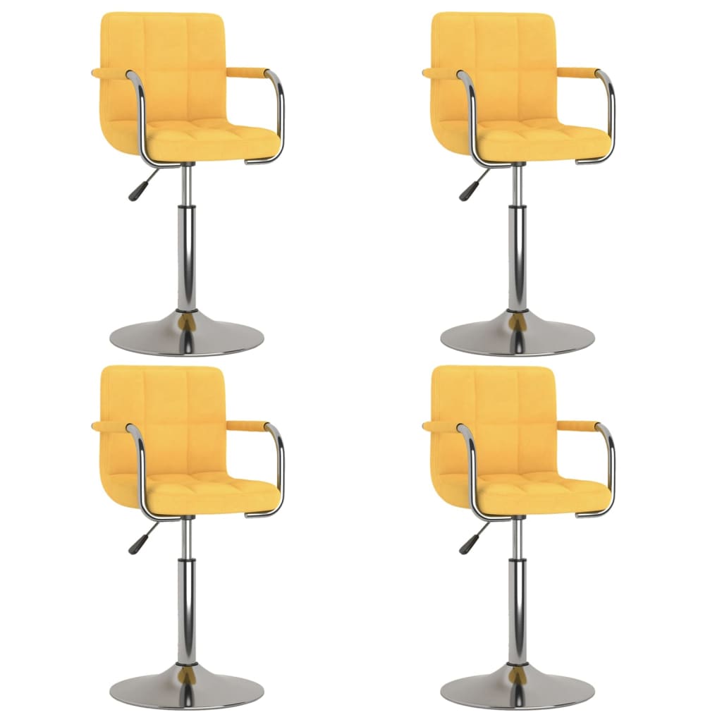 vidaXL Otočné jedálenské stoličky 4 ks horčicovo-žlté látkové